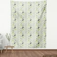 thumbnail image 4 of Abstract Sofa Upholstery Fabric by the Yard, Wavy Vertical Stripes Sketched Leaves and Tiny Flowers, Decorative Fabric for DIY and Home Accents, Green Grey by Ambesonne, 4 of 5