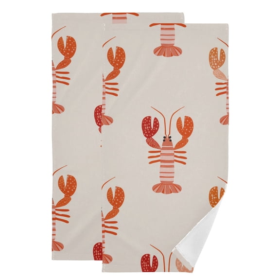 Cartoon Lobsters Cute Hand Towel Absorbent Bath Towels for Bathroom Sports Gym 28" x 14" Set of 2