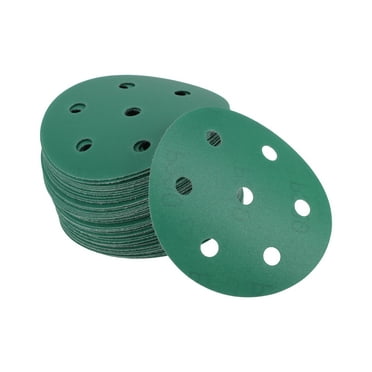 6-Inch Sanding Discs 120 Grit - 50 Pack Green Hook & Loop Sandpaper For Wood & Metal