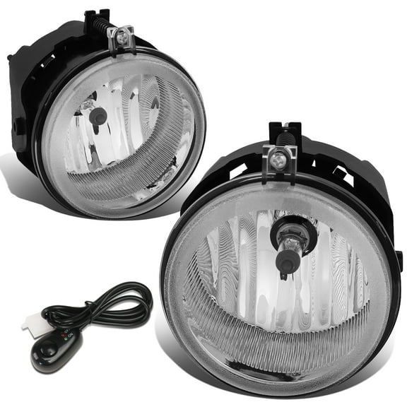 For 2005 to 2010 Dodge Jeep Chrysler Pair of Clear Lens Halogen Front Driving Fog Lights Lamps with Switch 06 07 08 09
