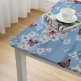 thumbnail image 5 of Awypu Flowers Butterflies Blue Square Tablecloth Full Width Single-Sided Printing 100% Polyester Fiber 40*40, 5 of 8