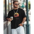 thumbnail image 3 of Camiseta de hombre con estampado de palmeras al atardecer, de algodón, cuello redondo, manga corta, básica, 3 of 7