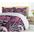 thumbnail image 5 of Ambesonne Skull Duvet Cover Set, Skeleton Eyeballs Brain Hands, King, Pink and Purple, 5 of 5