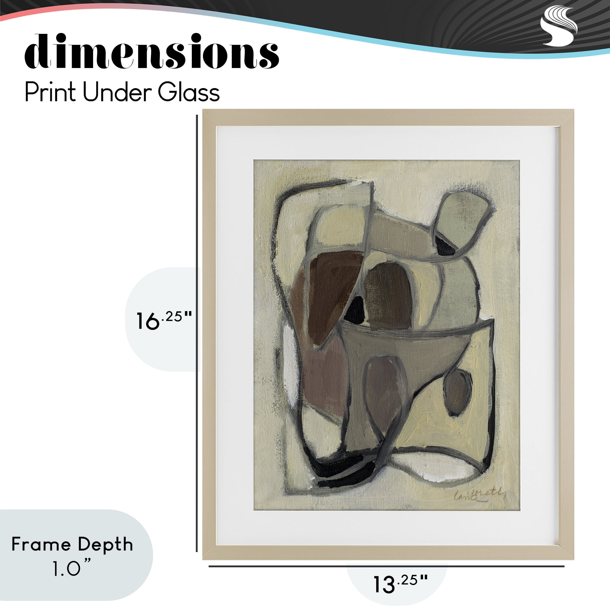 Stupell Industries Rustic Curved Shapes Abstract Birch Framed Print Under Glass, design by Lanie Loreth