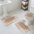 thumbnail image 3 of Sea Stars Bathroom Rugs Set Summer Beach Sea Star Coral Brown Texture Non Slip Absorbent Soft Bath Mats 3 Piece Set with Bathroom Rug, U-Shaped Floor Mat, Toilet Seat Cover Small Size, 3 of 9