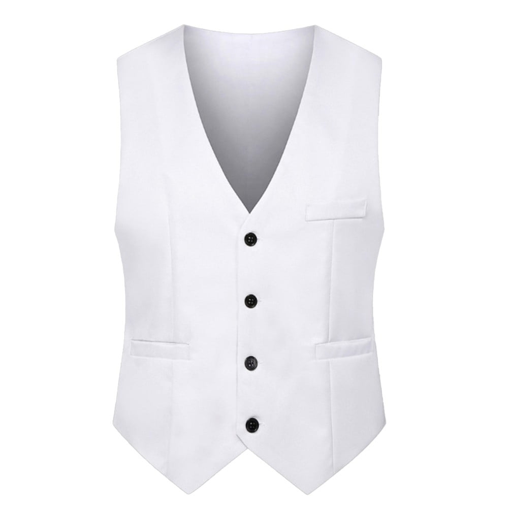Fule Men's Slim Formal Vest V-Neck Business Work Waistcoat Sleeveless ...