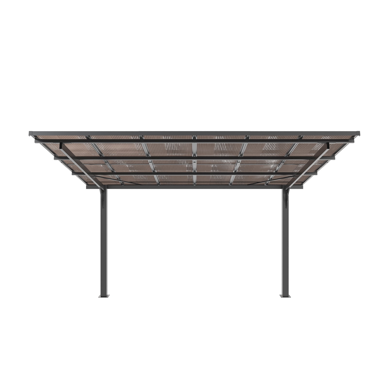 Mintazer 10x12ft Outdoor Wall-Mounted Patio Canopy, Heavy Duty Metal Awning with PC Roof, Freestanding Sun Shelter for Backyard, Bike, Grill & Patio Seating
