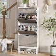 thumbnail image 2 of Qinaqin |3343|Space-Saving Shoe Almacenamiento Gabinete Three Flip-Top Cajones Ajustable Shelves para 18-24 Pairs Narrow de Profundidadsign Entryway cm Alturaallway Front Puerta Organization|, 2 of 7