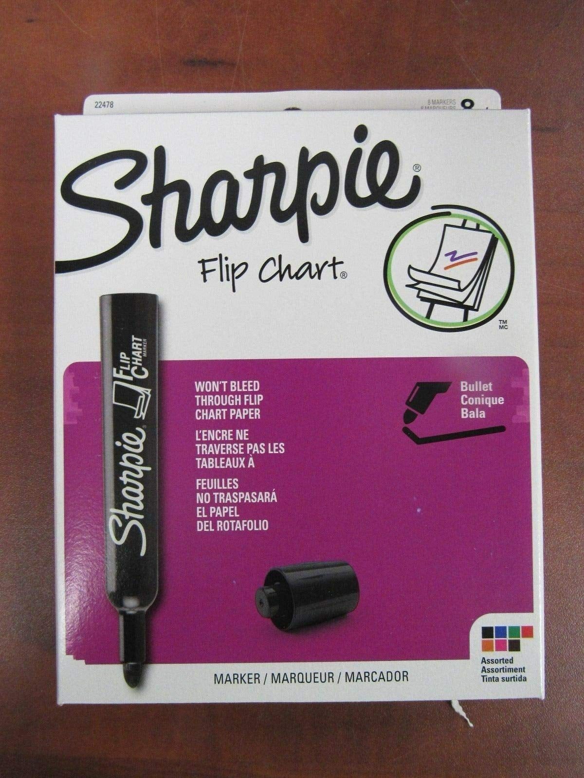 Case of 12 Packs of Flip Chart Sharpie Permanent Markers Box of 8 (22478) 