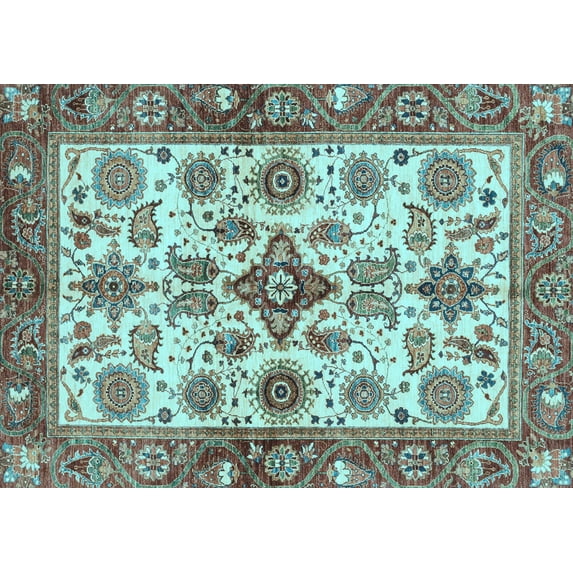 Ahgly Company Indoor Rectangle Oriental Light Blue Traditional Area Rugs, 5' x 8'
