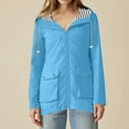 thumbnail image 4 of Rain Jacket Women Waterproof Windbreaker Lightweight Rain Jackets with Pockets Striped Lined Raincoats with Hood Sky Blue XXL, 4 of 6