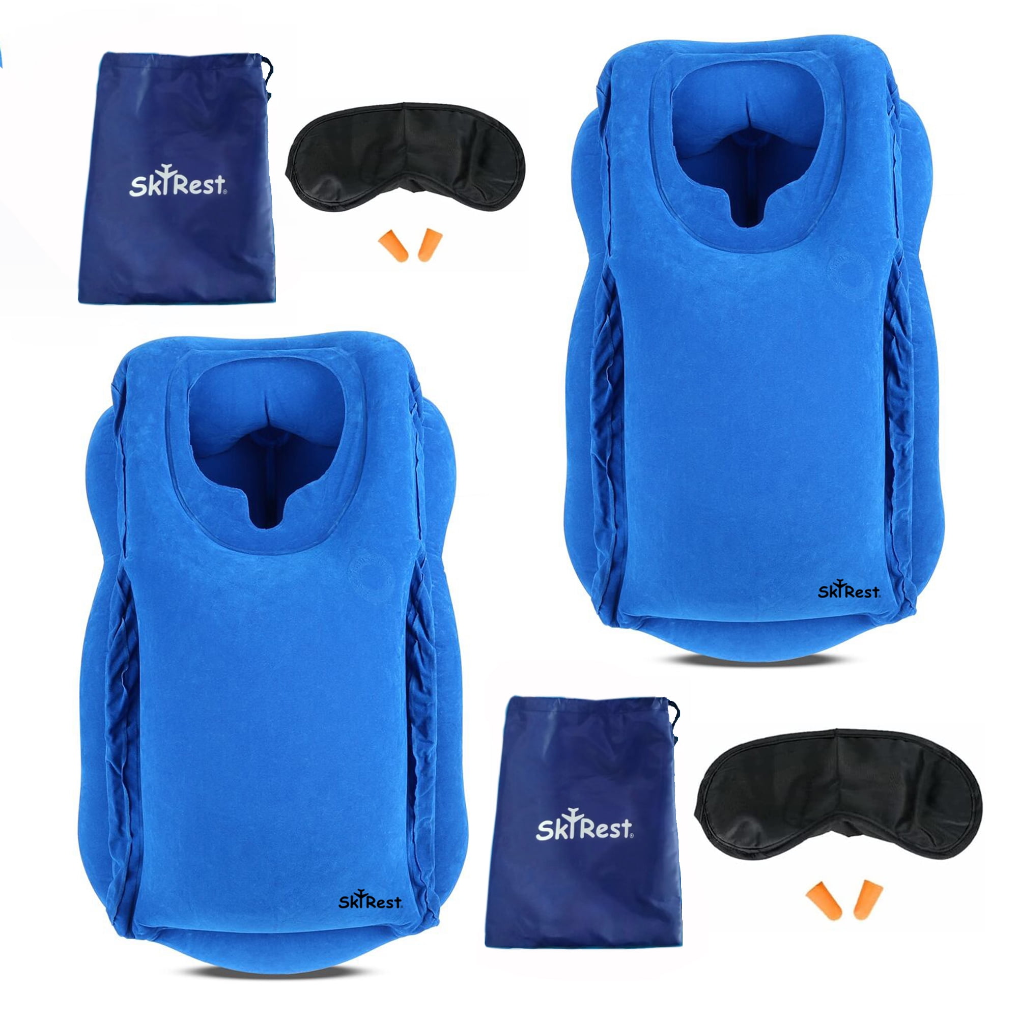 SkyRest®️ Inflatable Travel Pillow for Buses, Air Pillow for Sleeping