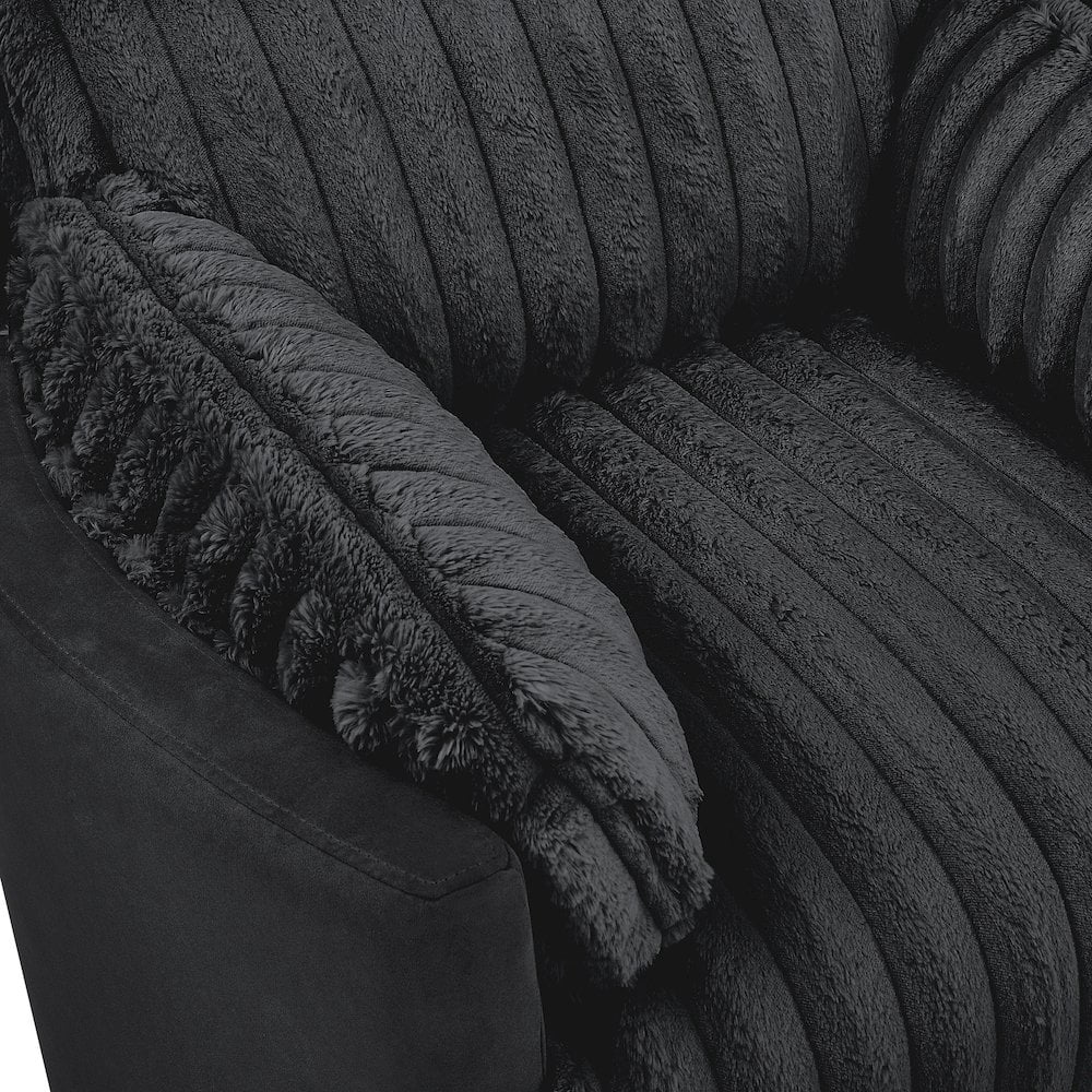 Roundhill Furniture Bocaton Wide Wale Corduroy Upholstery Manual Recliner, Black