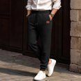 thumbnail image 6 of Men Waffle Jogger Pants Drawstring Elastic Waist Sweatpants with Pocket,Casual Comfy Home Outdoor or Sports Daily Wear,Black,XL, 6 of 9