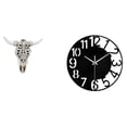 thumbnail image 1 of Escultura de pared de calavera,Estatua de resina con cabeza de vaca para decoración de pared y hogar,Reloj de pared grande,Reloj de pared acrílico silencioso moderno,Reloj de pared grande, 1 of 8