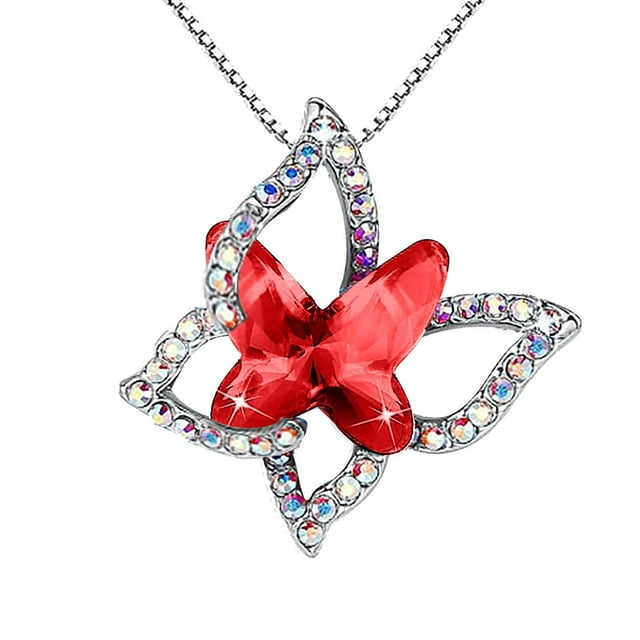 EGNMCR Colliers & Pendentifs Dames Collier Cristal Multicolore Mode Pendentif Collier Métal Pendentif