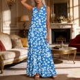 thumbnail image 4 of Nuoqisi Womens Summer Maxi Dress 2026 Casual V Neck Floral Sleeveless Sun Dress Trendy Beach Vacation Long Flowy Dresses, 4 of 8