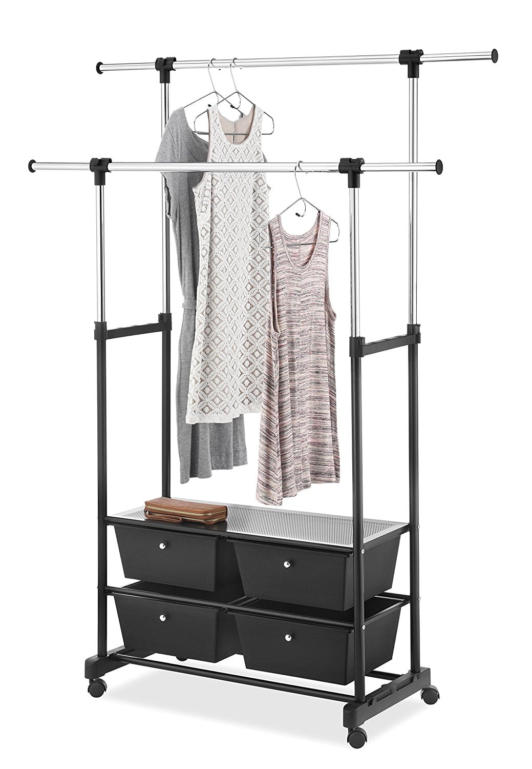 Double Garment Rack with Drawers - Walmart.com - Walmart.com