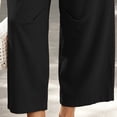 thumbnail image 6 of Pants for Women with Pockets 100% Cotton Decorative Button Drawstring Cropped Pants, 6 of 7