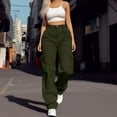 thumbnail image 2 of Daolelai Women's Daily Casual Sports Multi-Pocket Elastic Waist Casual Pants Overalls Zipper Button Solid Color Trousers, 2 of 5