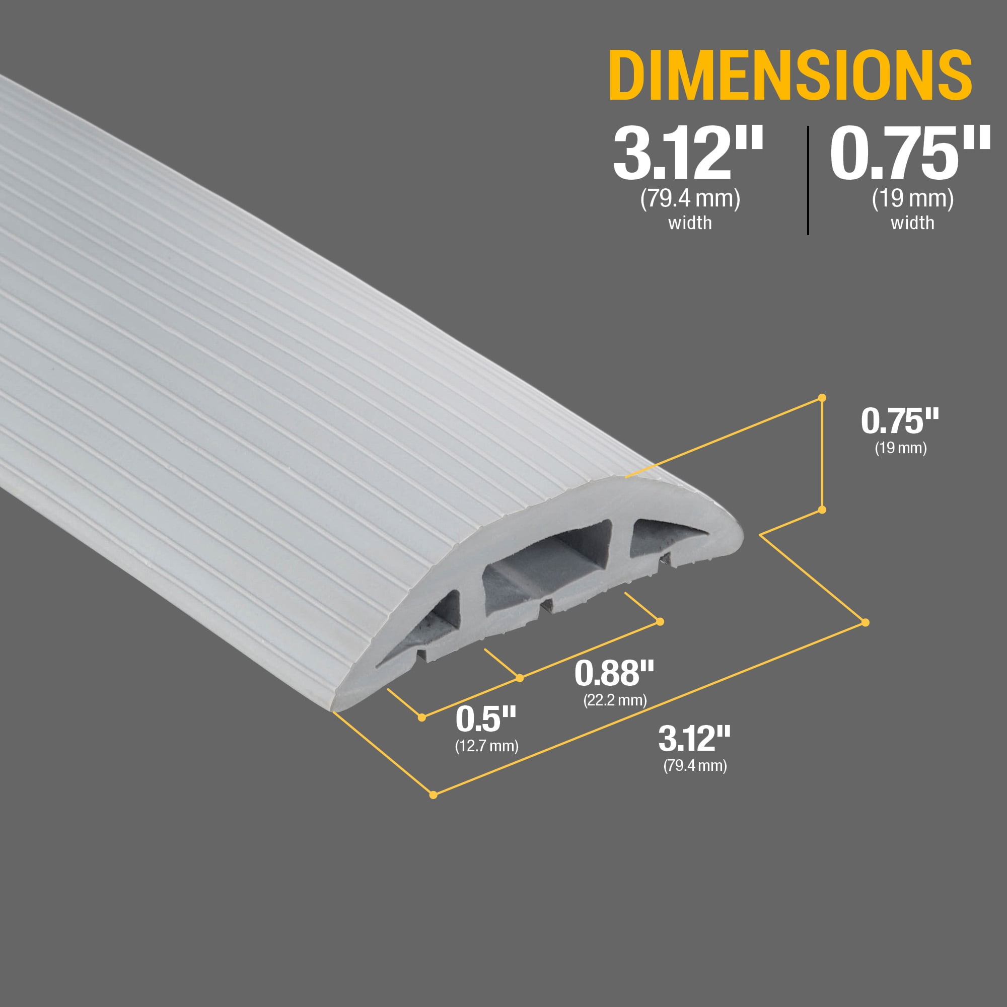 Simple Cord 10 Ft Cord Cover - 3-Channel Raceway for Sidewalks or Walkways