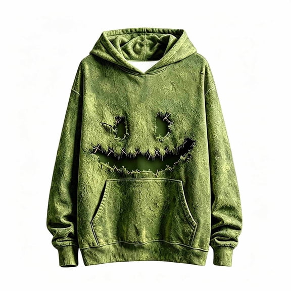 Halloween Patchwork Hoodie for Boys Rag Doll Face Stitching Sweatshirt with Cozy Comfort Halloween Boy