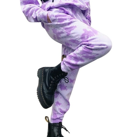 Listenwind Women's Casual Drawstring Loose Cotton Long Pants Elastic Waist Tie Dye Harem Sweatpants with Pocket S-3XL