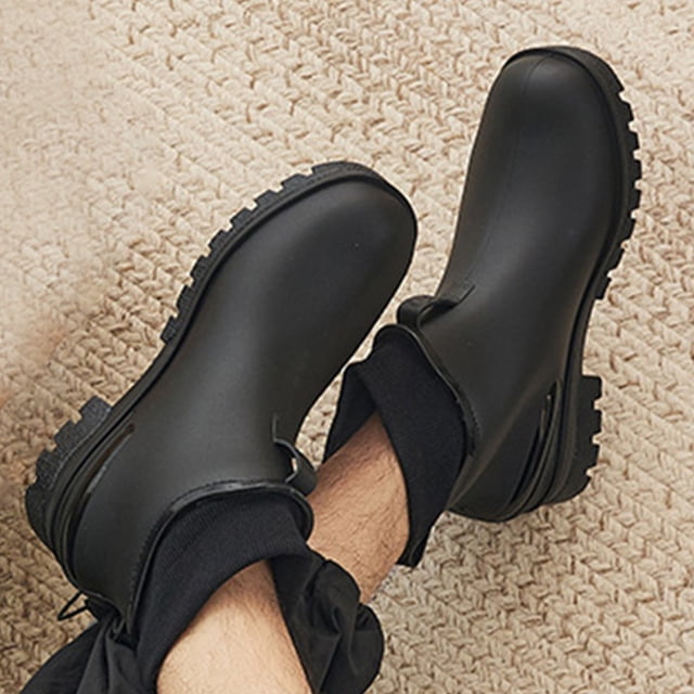 Botas de lluvia para hombre y mujer, botas de agua impermeables, botines antideslizantes, botas de lluvia con forro de piel, zapatos de trabajo para exteriores