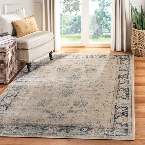 Safavieh Vintage Jaxon Bordered Area Rug, Stone/Blue, 5'3" x 7'6"
