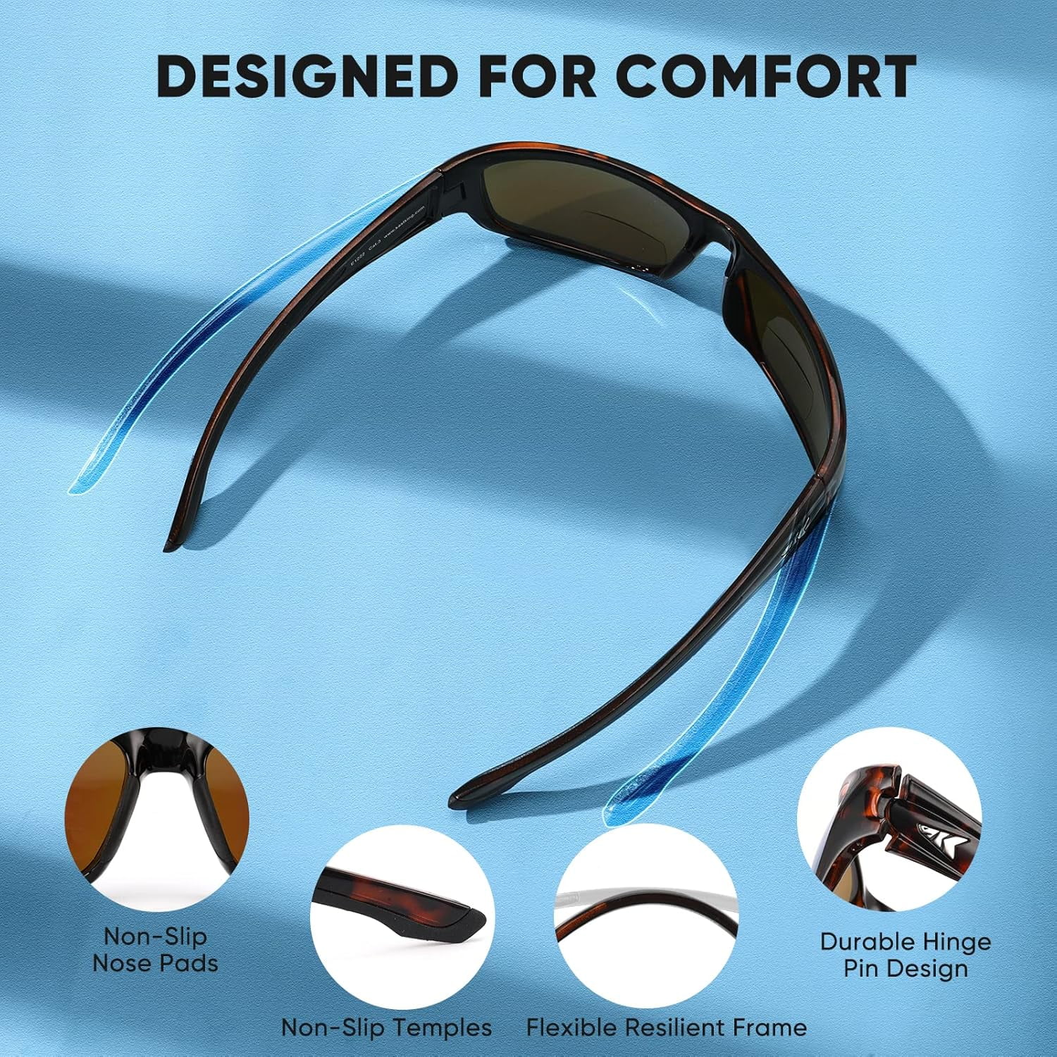 KastKing Ellijay Bifocal Polarized Sunglasses, Bi-Focal x1.5 x2.0 x2.5 Magnifications, Wrap Sport Reader Sunglasses