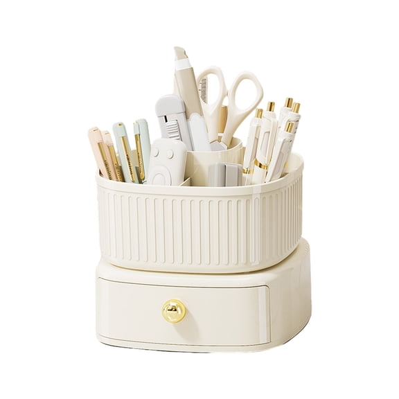 Dengmore 360°Rotating Makeup Brush Holder Organizer Storage Box for Vanity Desktop Bathroom Countertop Makeup Brush Holder Large Capacity