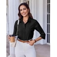 thumbnail image 7 of Zeagoo Women Work Shirts Button Down Three Quarter Sleeve Short Sleeve Office Blouses for Women, 7 of 7