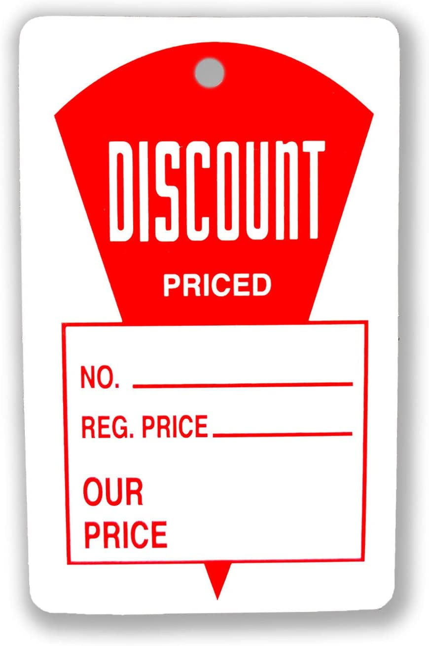 Regular Price & Our Price Tags, 1.3" W x 1.9" H Red & White Discount