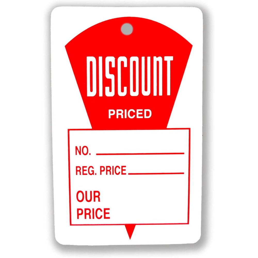 Regular Price & Our Price Tags, 1.3" W x 1.9" H Red & White Discount