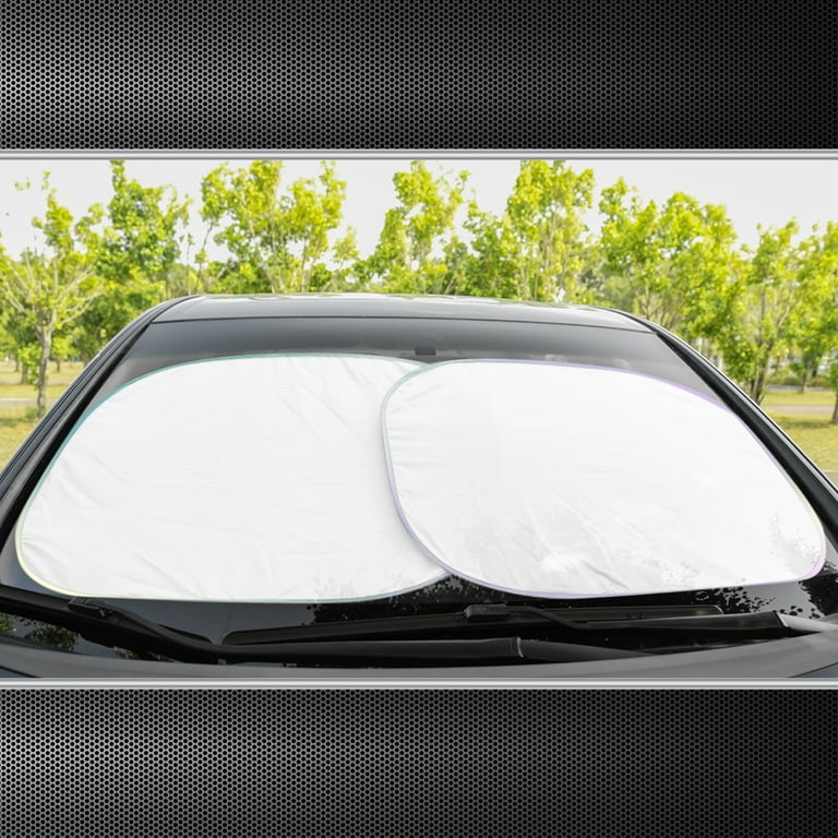 Auto Drive Universal Two Counts White Windshield Twist Sunshade, 28.5x  31.5