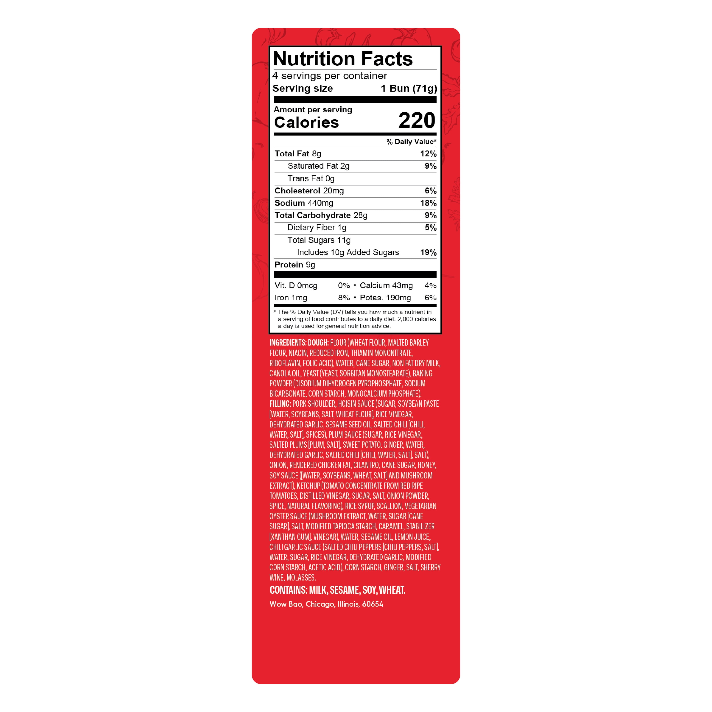 Wow Bao Chinese-Style BBQ Pork Bao, 4 pack, Frozen