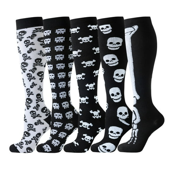 Compression Socks for Women Circulation Knee High 5 Pairs for Nurses, Running, Travel, Athletic，Style 11