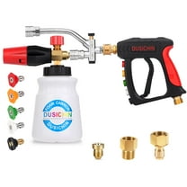 DUSICHIN Short Gun Foam Cannon 1/4" Quick Connector Pressure Washer ,Car Wash Foam Gun Kit Dual Connector Accessory,5 Pressure Washer Nozzle Tips 3/8'' Swivel Quick Connector,Not Use with Garden Hose