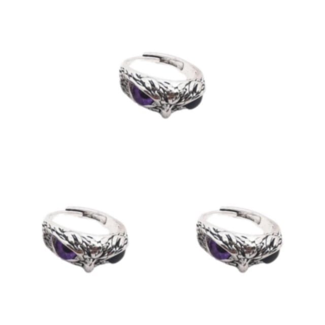 Anillo de búho Sonducket con ojo retro Púrpura ajustable