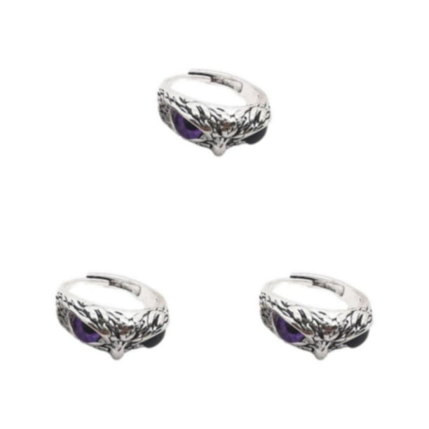 Anillo de búho Sonducket con ojo retro Púrpura ajustable