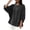 Black, variant on IFNWSV Womens Blouses Solid Color Mandarin Collar Lantern Sleeve Elbow Sleeve Casual Loose Nylon Spandex Top Green XXL