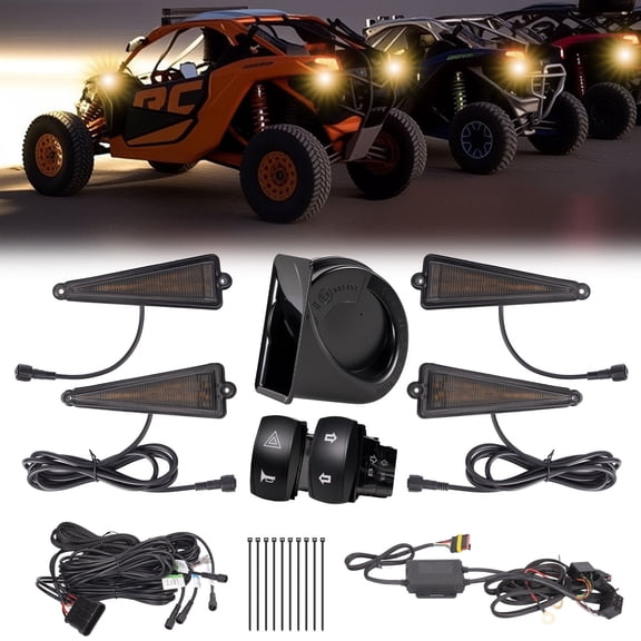 Universal UTV Turn Signal Kit with Horn Plug & Play Street Legal for Polaris Can-Am CFMOTO