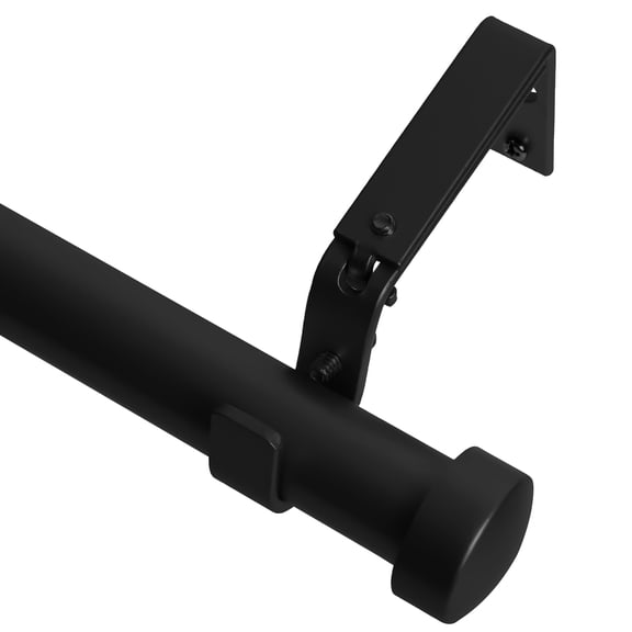 MERIVILLE 1-Inch Diameter End Cap Single Window Treatment Curtain Rod, 28-Inch to 48-Inch, Black