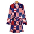 thumbnail image 4 of American Flag Painting Brush Style Night Robe Long Sleeve V Neck Robe With Belt Women's Sleepwear Dresses, 4 of 9