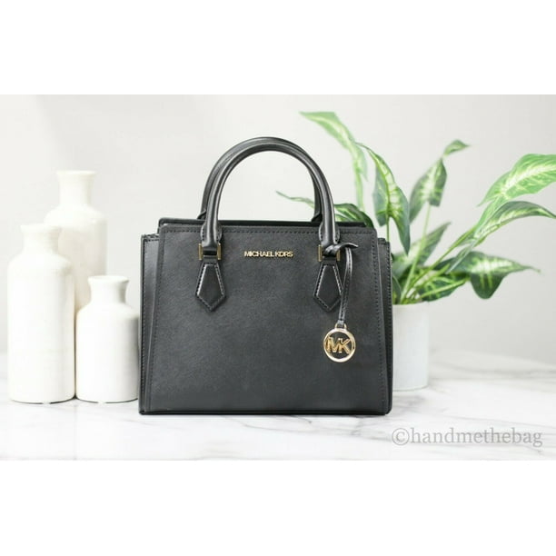 Michael Kors Hope Leather Medium Messenger Bag Crossbody Handbag Black/Gold) - Walmart.com