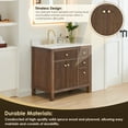 thumbnail image 5 of Cerrito 36" Wood Vanity in Brown Brushed Oak Engineered Stone Top no Mirror, 5 of 14