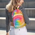 thumbnail image 7 of Casual Canvas Backpack Without Interlayer Large Capacity Stick Bag Design For Outdoor Shopping Office Outdoor Sports Tie-Dye Pattern Rainbow Colors (2) Small, 7 of 7