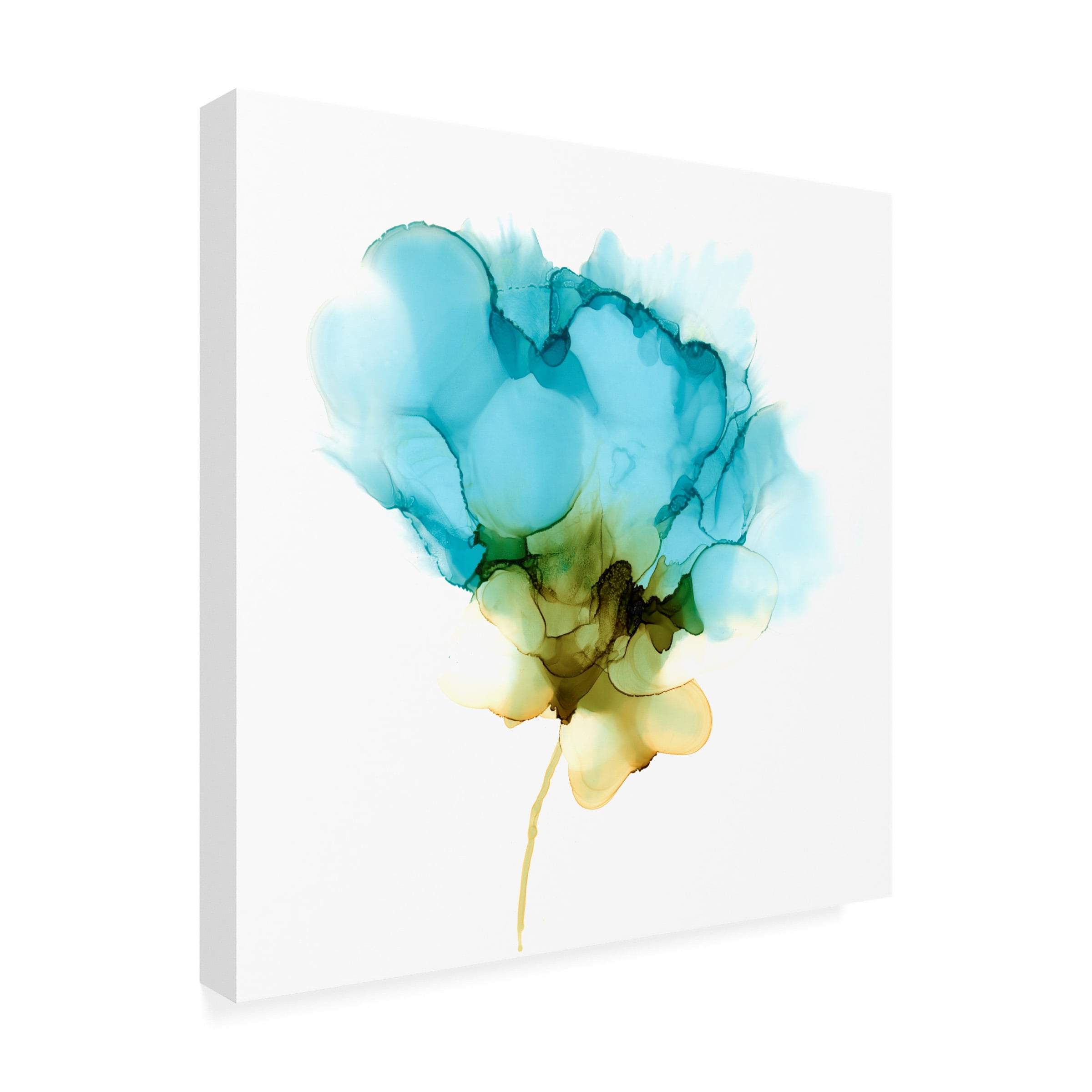 Jennifer Goldberger 'Blooming Cyan II' Canvas Art