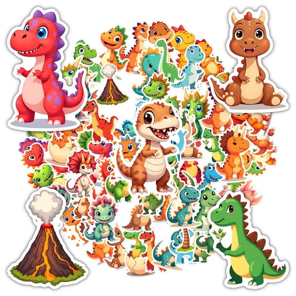 35pcs-50pcs Cartoon Dinosaur Stickers Cute Animal Kids Stickers for Notebooks Luggage Laptop