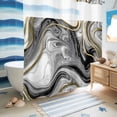 thumbnail image 5 of No Hook Shower Curtain with Built-in Rings - Black and White Marble Washable Waterproof Fabric Bathroom Curtains for Hotel,Rentals, 72 X 72 Inch Long , Abstract Golden Lines, 5 of 9